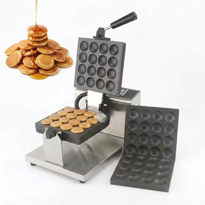 Mini Waffle Maker Machine - Yapışmaz Poffertjes Makinesi 16 Bölmeli Ticari