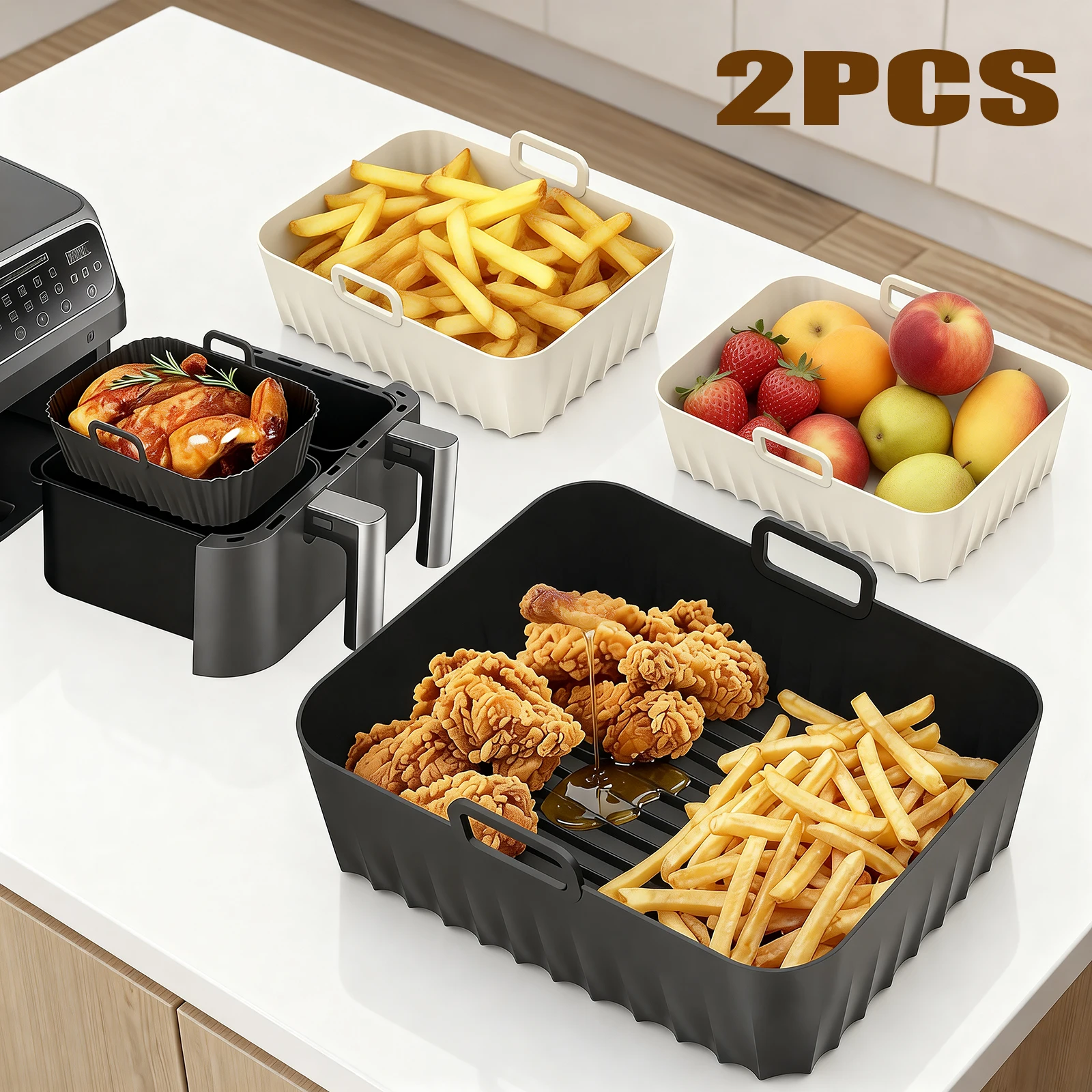 2 Adet Hava Fritözü İçin Silik - Air Fryer Silicone Pot Liner incelemesi ve fiyatı