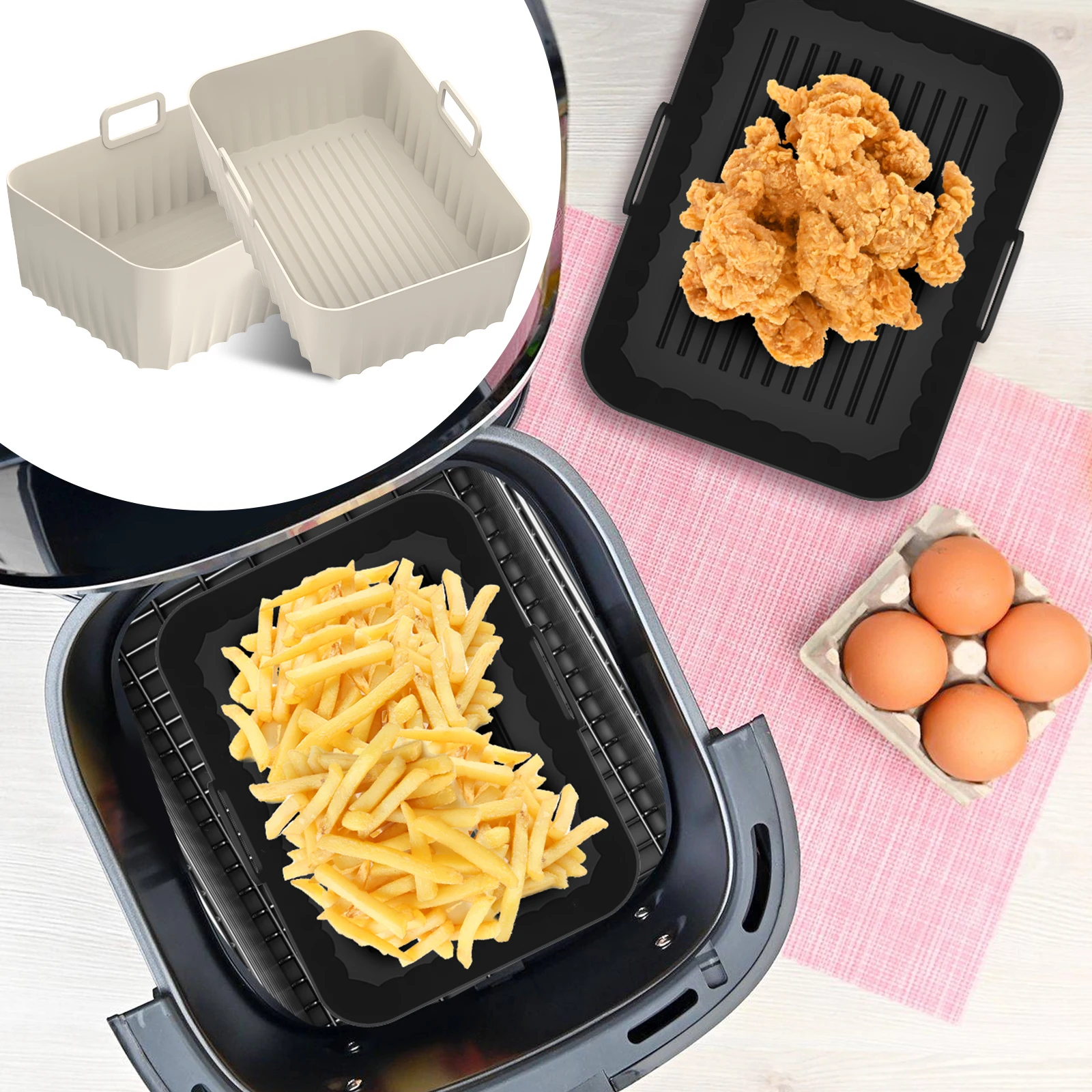 2 Adet Hava Fritözü İçin Silik - Air Fryer Silicone Pot Liner incelemesi ve fiyatı